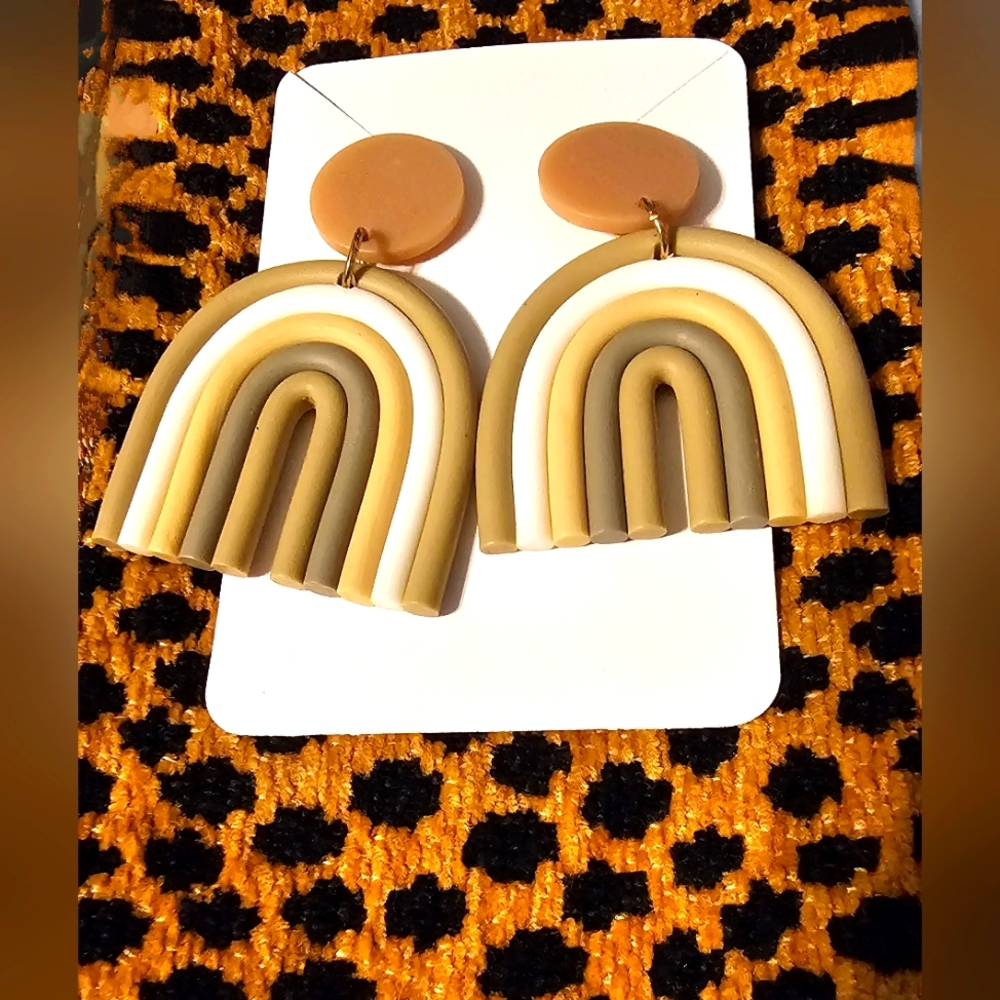 Bohemian Rainbow Polymer Earrings NWOT